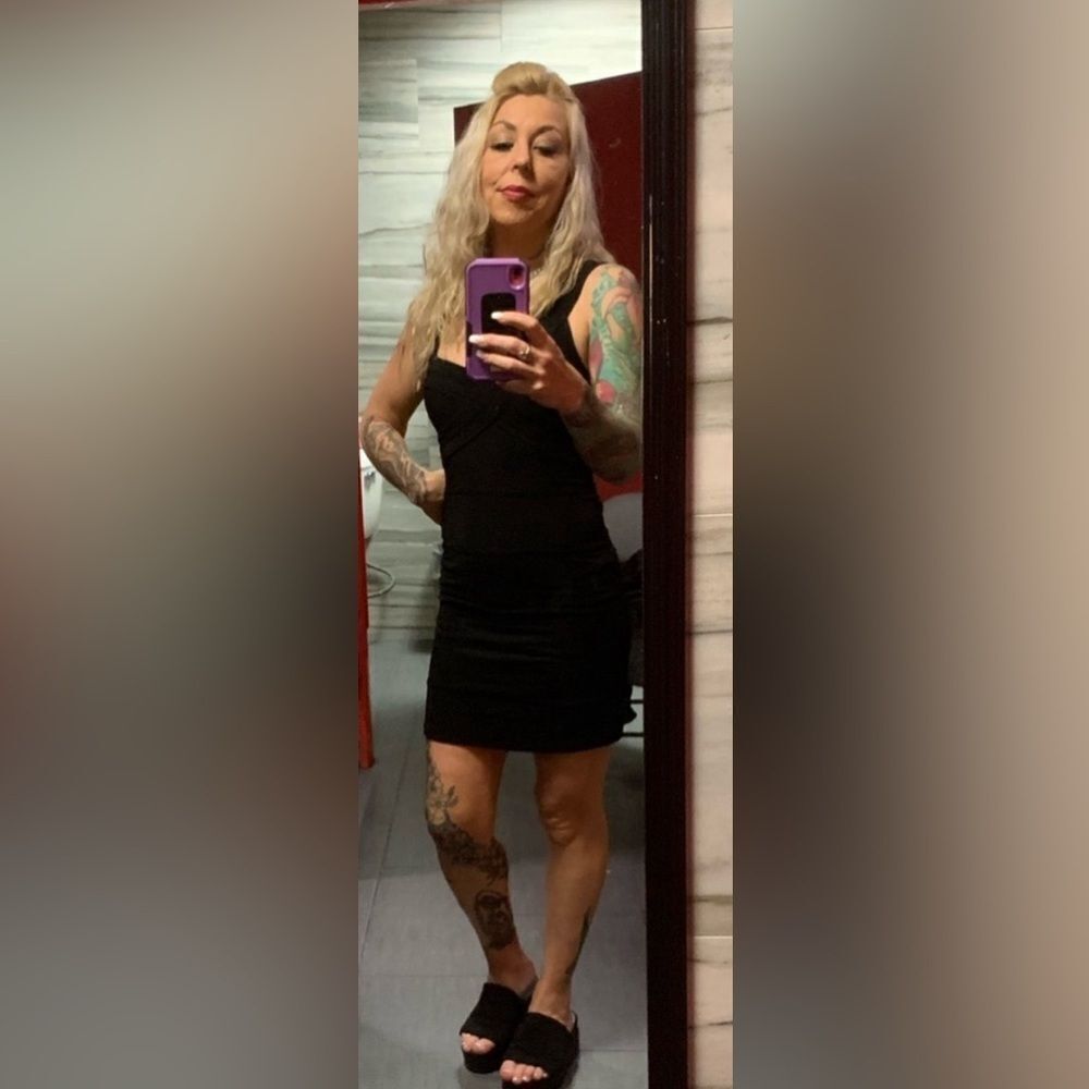 Seamed Bodycon Lil Black Club Cocktail Date Night Sexy Goth Dress XS Small 2/4
